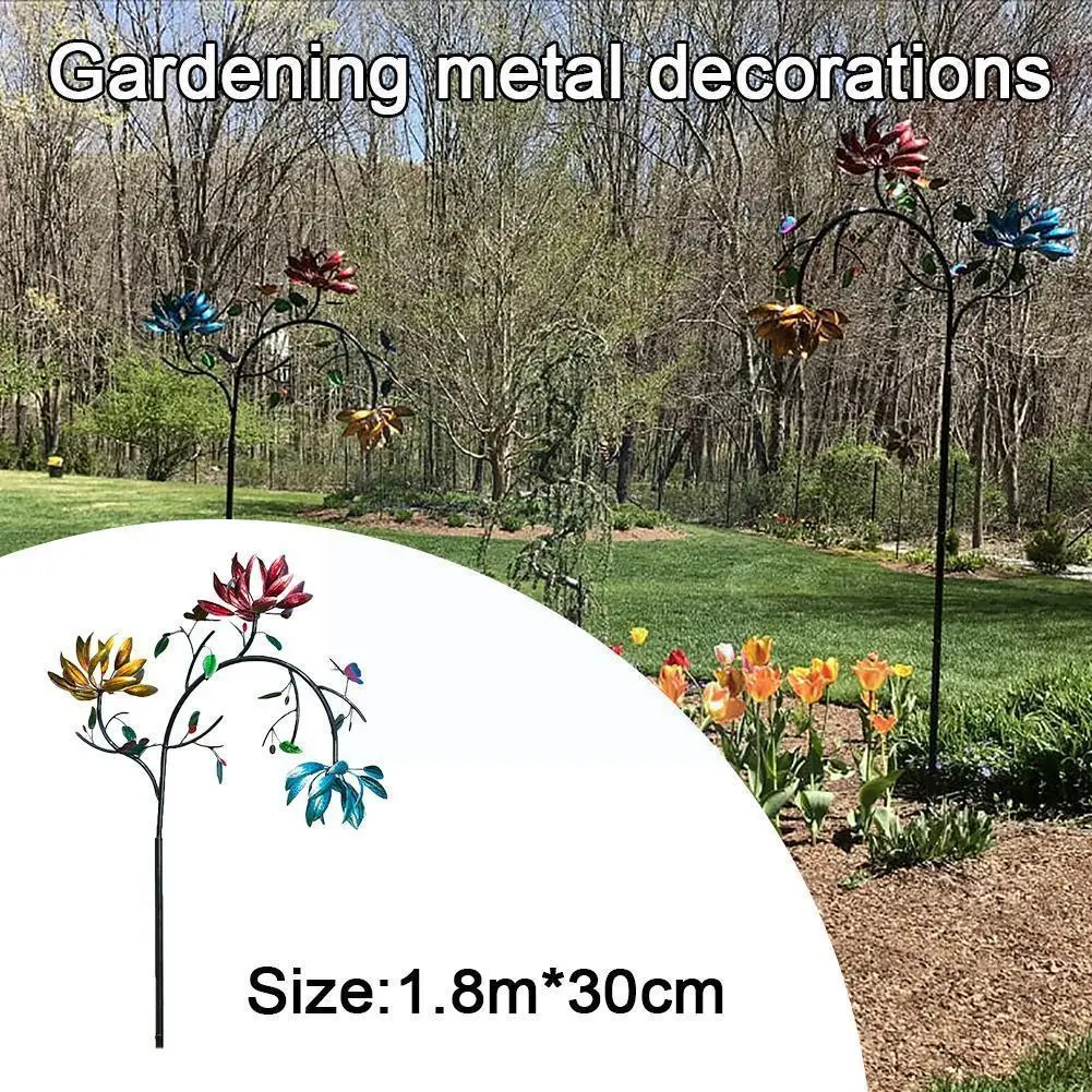

Garden Metal Wind Spinner Decoration Removable 5-section Supplies Landscape Garden With Flowers Stakes Rotating Ornaments T F4B9
