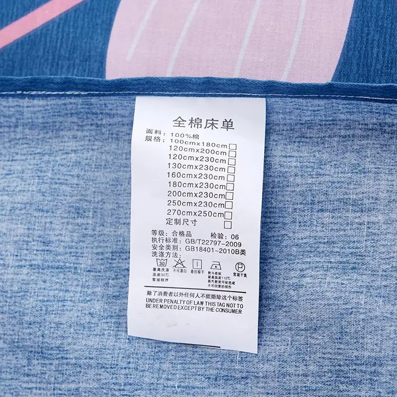 

Fashion Bedding Set 100% Cotton Super Soft Blue Print Pattern Bed Sheets and Pillowcase 3pcs Sets Large Size 270x250cm