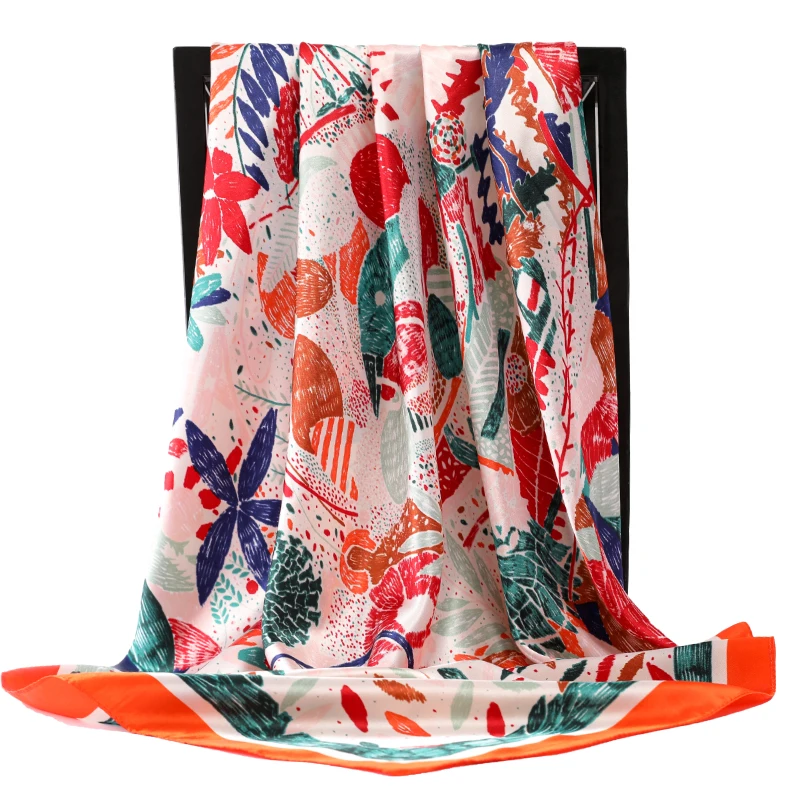 90*90 см сатиновый хиджаб квадратные шелковые шарфы для женщин женская