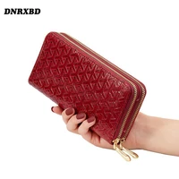 new wallet women dual zippers purse women clutch bag phone coin purse quality women long leather wallet bolsa feminina money bag
