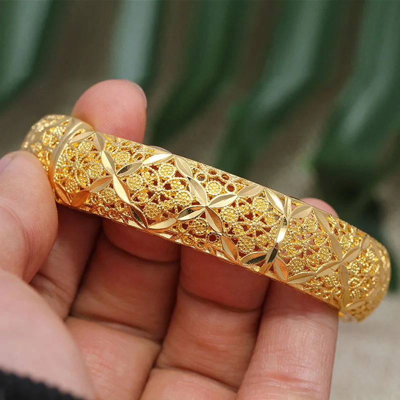 1 шт 24K цветок Дубай золотого цвета свадебные ювелирные браслеты для женщин