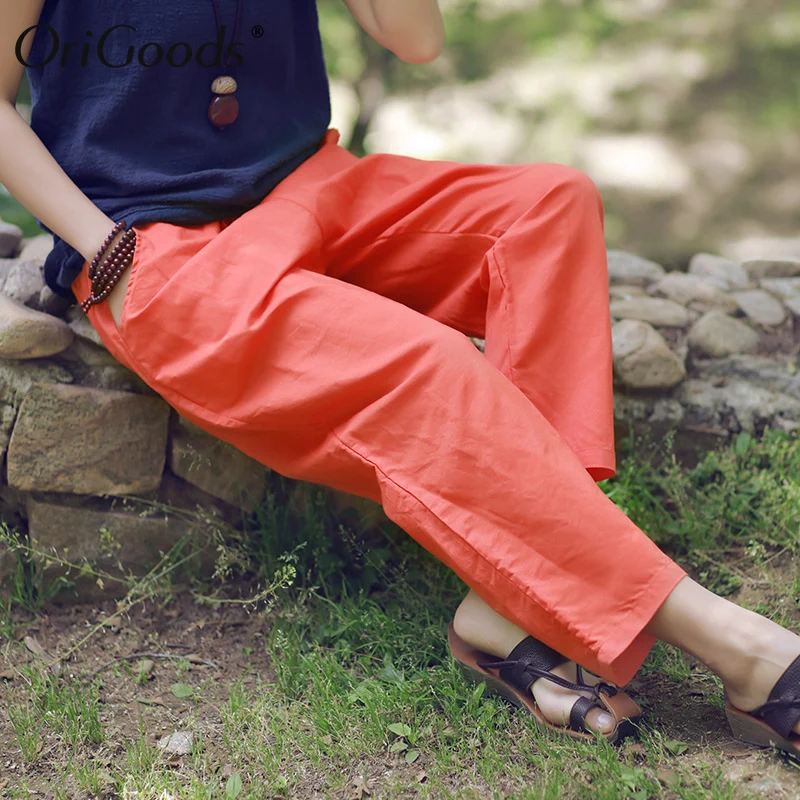 Женские однотонные Капри OriGoods розовые белые зеленые с эластичной резинкой на