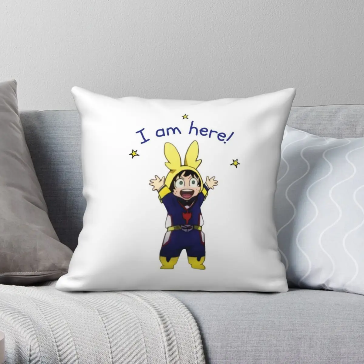 

Little Deku I Am Here Pillowcase Polyester Linen Velvet Printed Zip Decor Throw Pillow Case Bed Cushion Cover 45x45