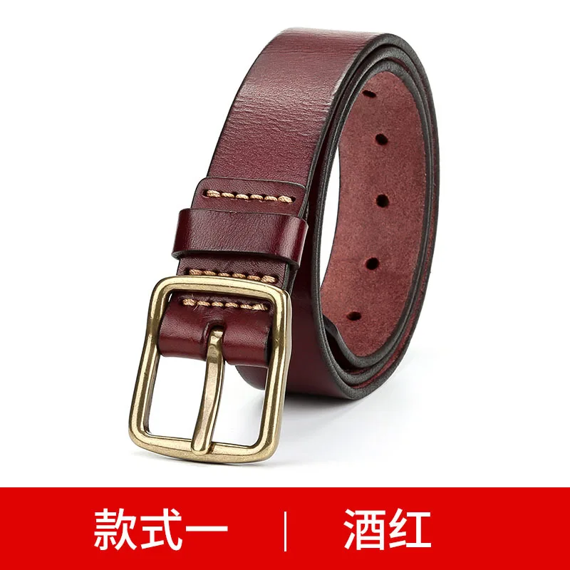 Ремень мужской из натуральной кожи роскошный винтажный широкий пояс для джинсов