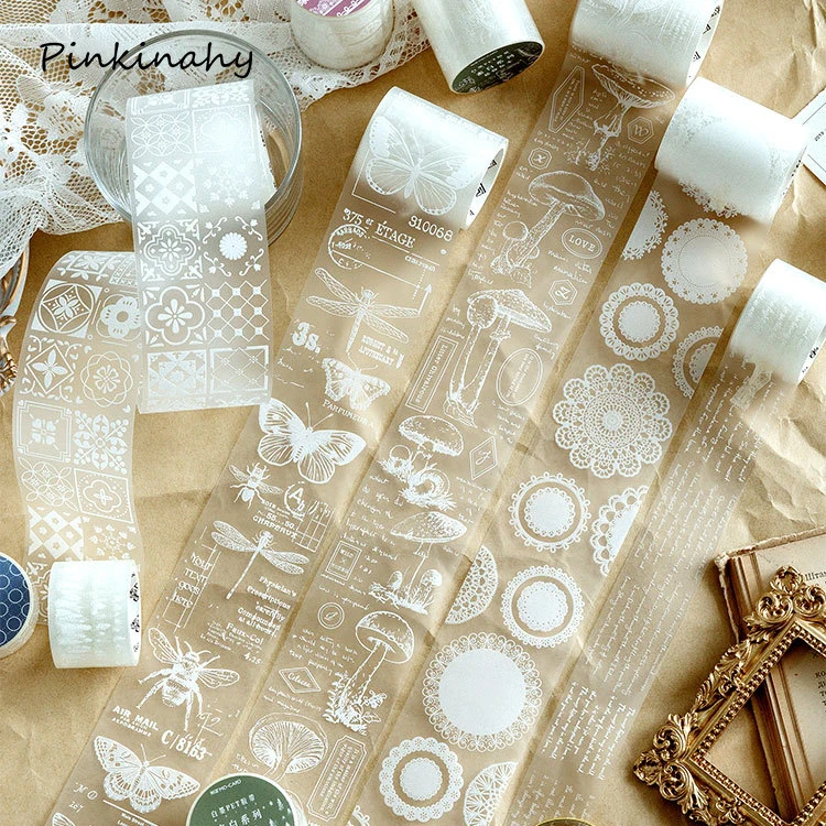 Прозрачная белая кружевная декоративная клейкая лента в стиле ретро