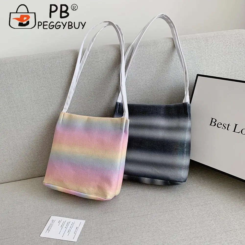 

Женские цветные яркие тканевые сумки для хранения, модные сумки для покупок с радужным принтом, сумки на плечо для женщин, летние сумки-тоут