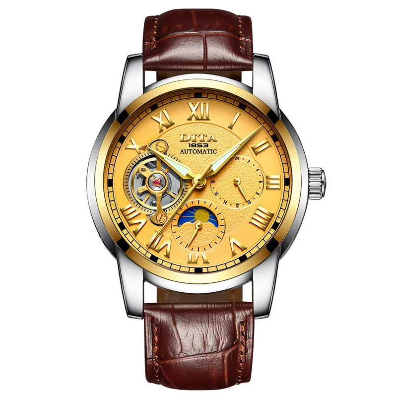 

DITAWATCH Mens Watch Men Top Brand Luxury 2020 Leather Waterproof Sport Stainless Steel Automatic Watches Date Relogio Masculino