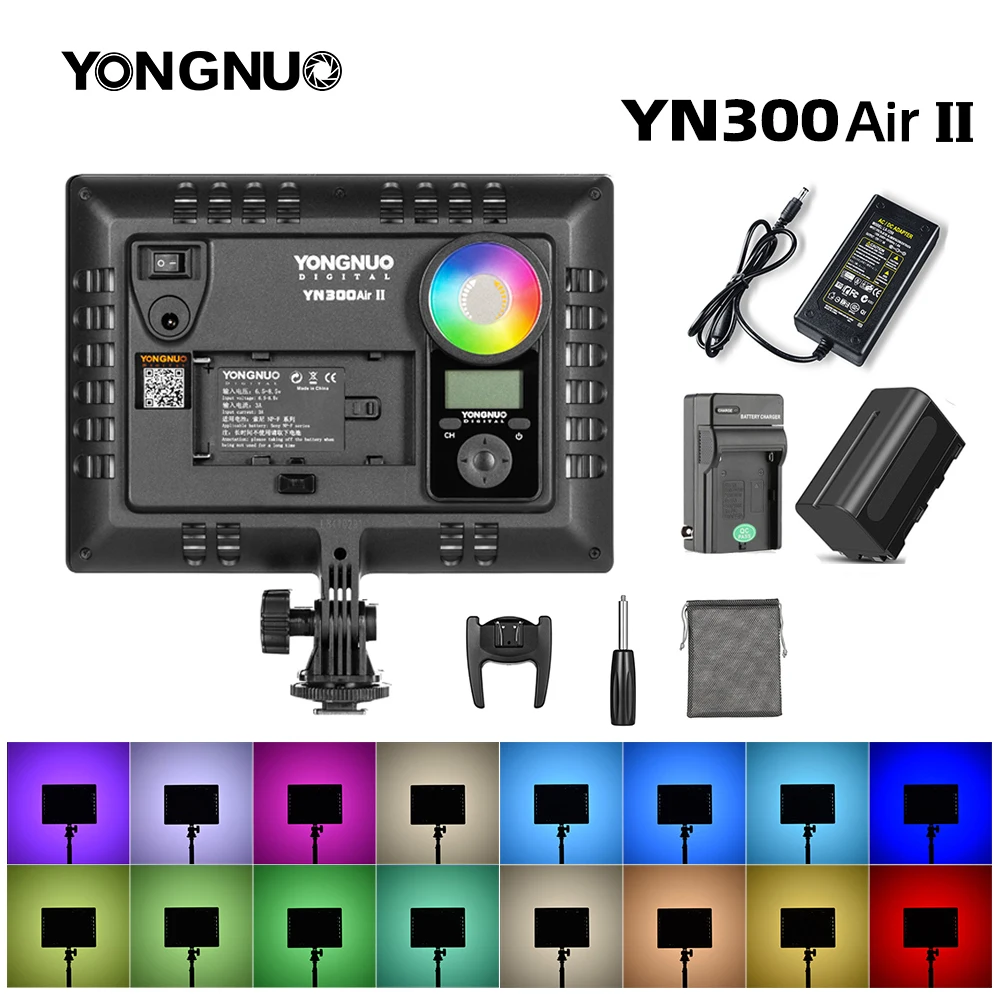Светодиодная лампа YONGNUO YN300AIR II RGB для видеосъемки дополнительный аккумулятор с