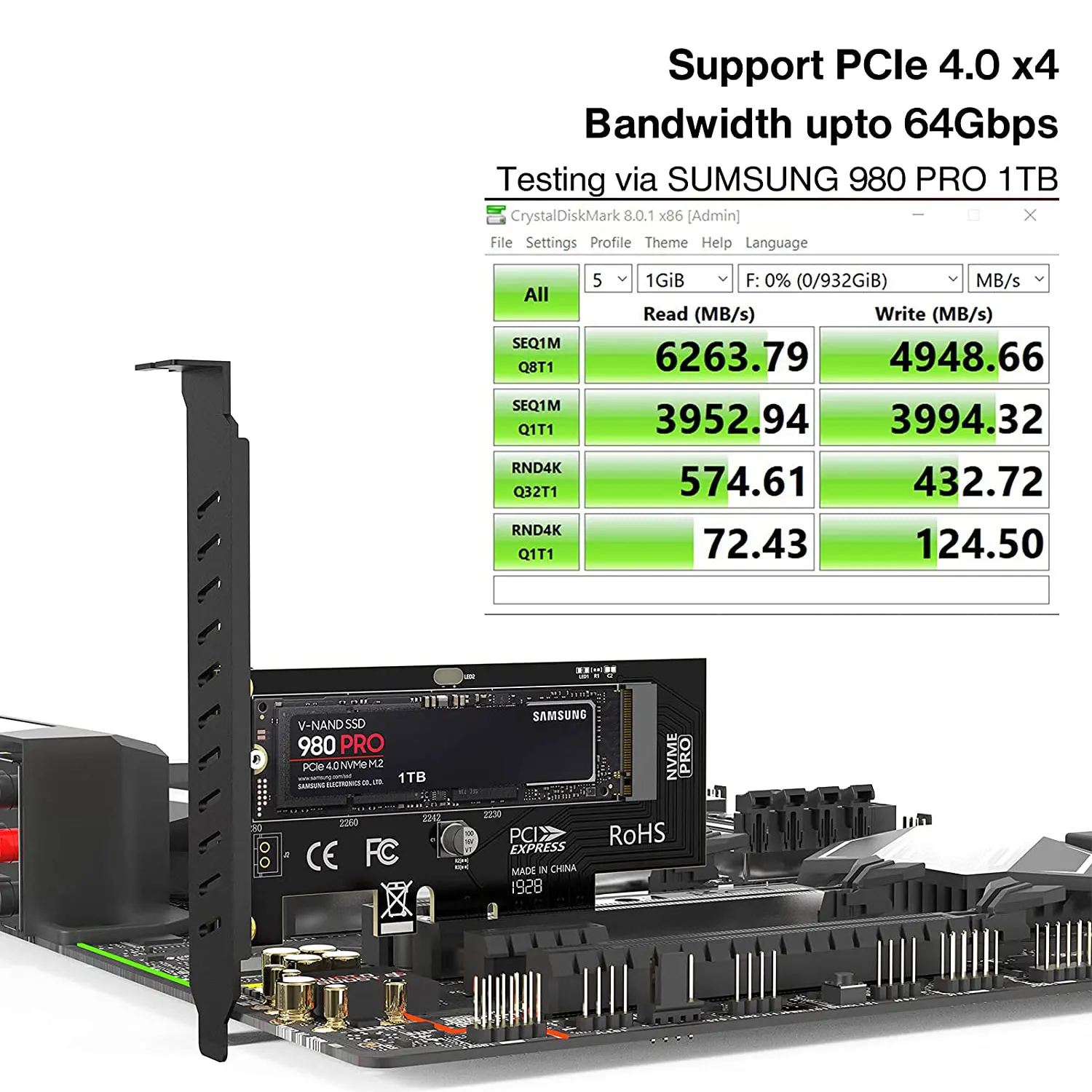 Адаптер ZoeRax NVME Pro M.2 SSD на PCIe 4 0 видеокарты Pcie для ПК звуковая карта pci express m2 адаптер