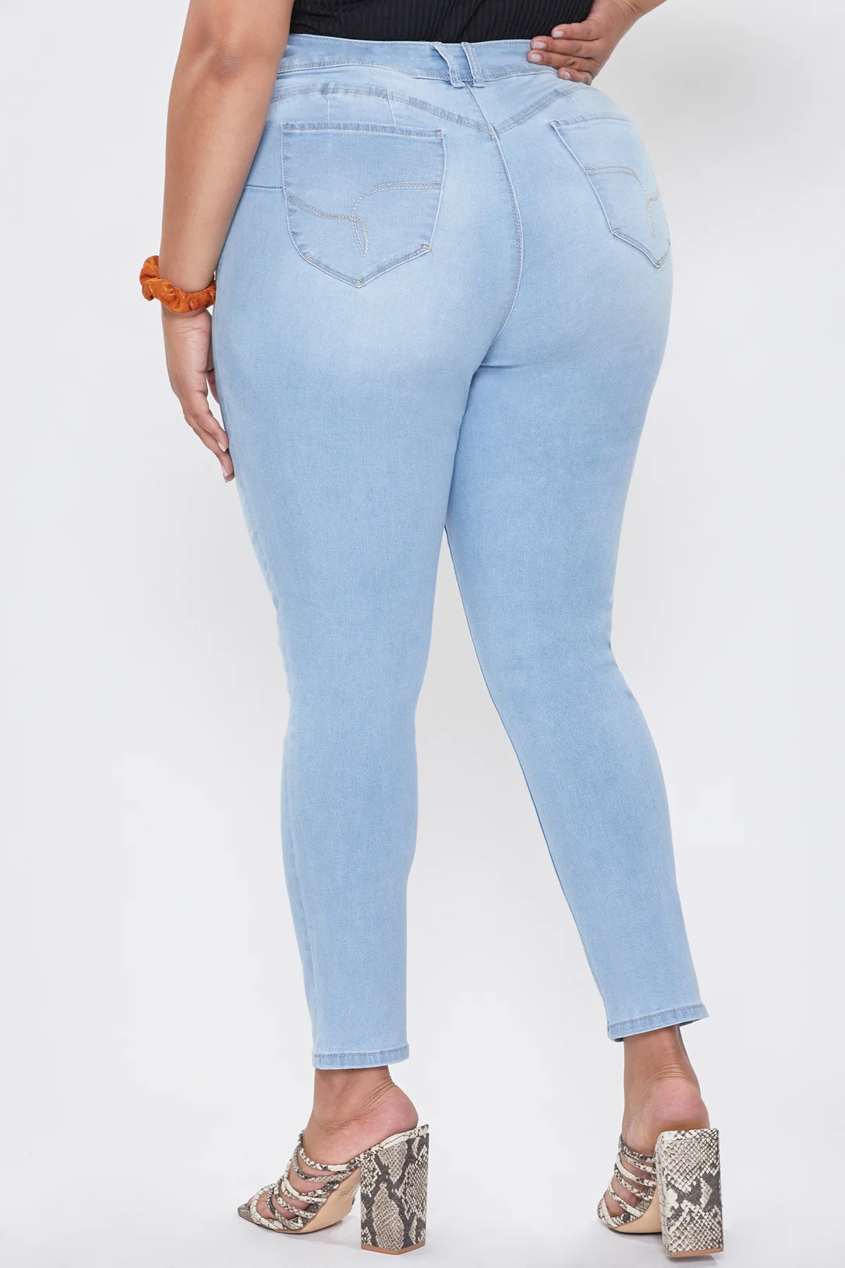 

Women ankle-length middle waist jeans plus size skinny pencil pants custom logo print on product and package from 1pc dropship