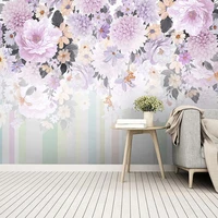 3d wallpaper modern minimalist watercolor purple flower mural fashion home decor wall painting living room stickers home d%c3%a9cor