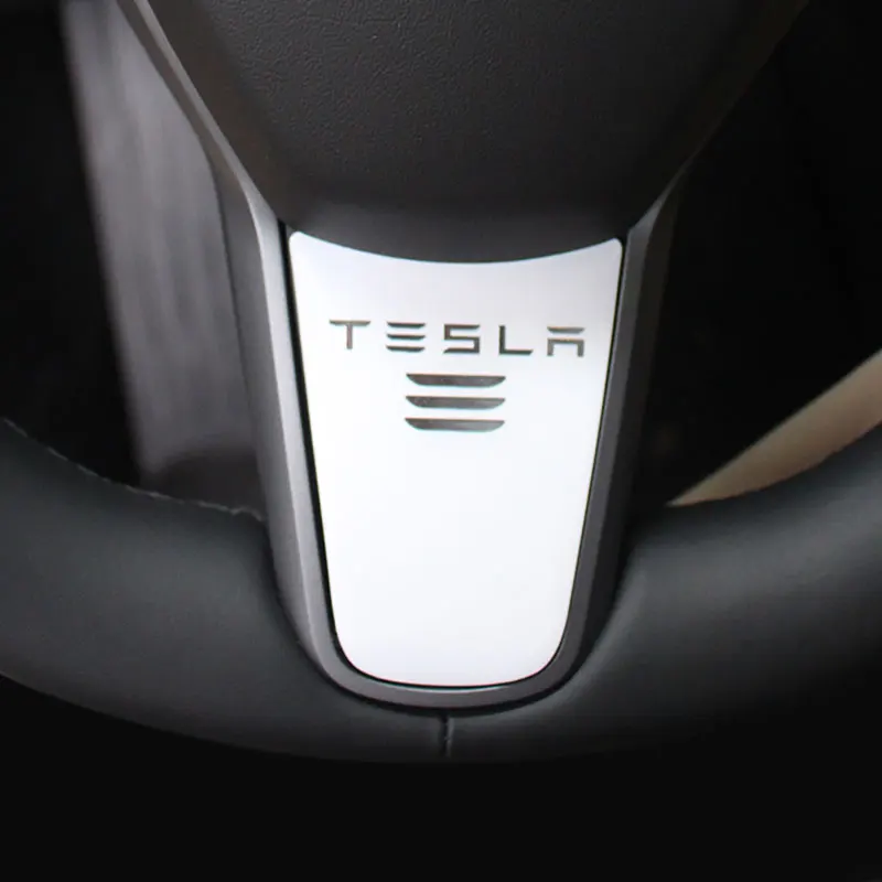 Для Tesla Model 3 17-21 модель Y белая внутренняя наклейка на руль Обложка отделка 1 шт. |