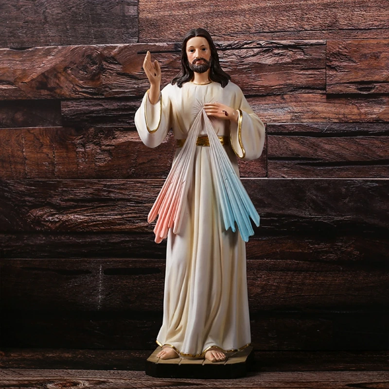 

12 Inch Tall Jesus Statue Resin Hand Painted Holy Figurine Sculpture Catholic Christian Souvenirs Gift Church Decor