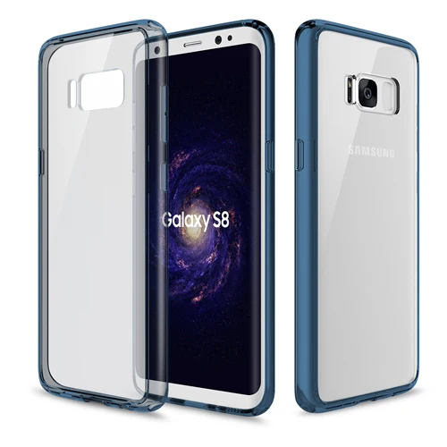 Для samsung Galaxy S8+ чехол,, ROCK, противоударный, ультра тонкий, прозрачный, PC+ Задняя накладка чехла из ТПУ для Galaxy S8, Capa, распродажа - Цвет: Transparent Blue