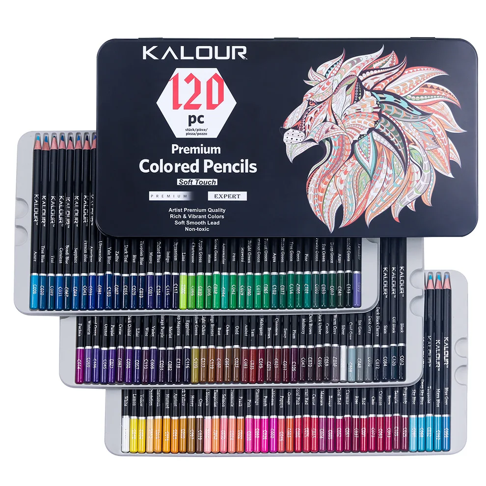 

72/120/180 color luxury metal tin box art colored pencil set, unique oily art special pencil, favorite Christmas birthday gift