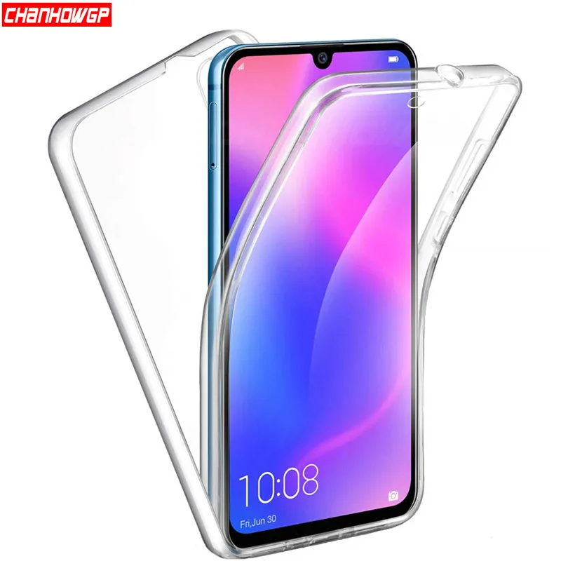 Двойной силиконовый чехол для Huawei Y5 2019 AMN LX1 LX2 LX3 LX9 прозрачный с полным покрытием