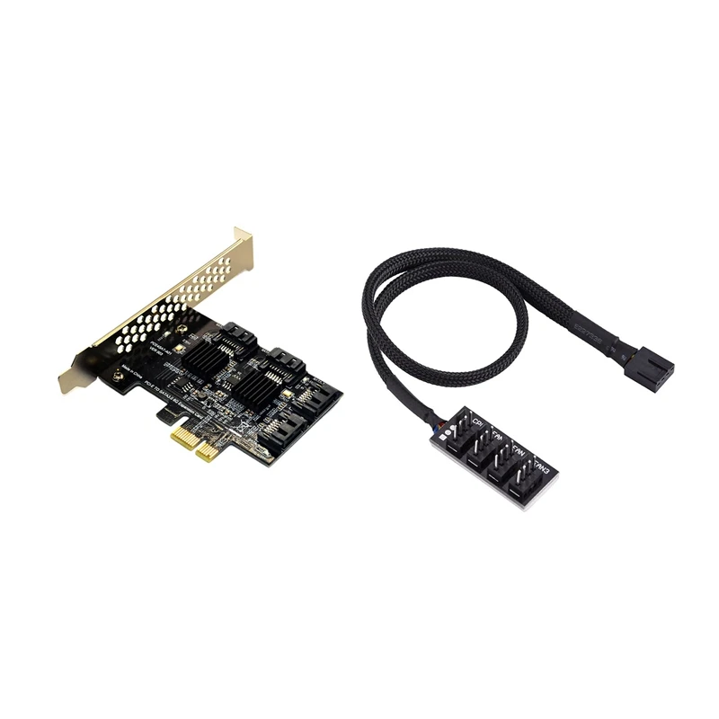 Pcie Pci Express 6G Sata3.0 4 Порты и разъёмы Sata Iii расширения карты контроллера PWM Fan