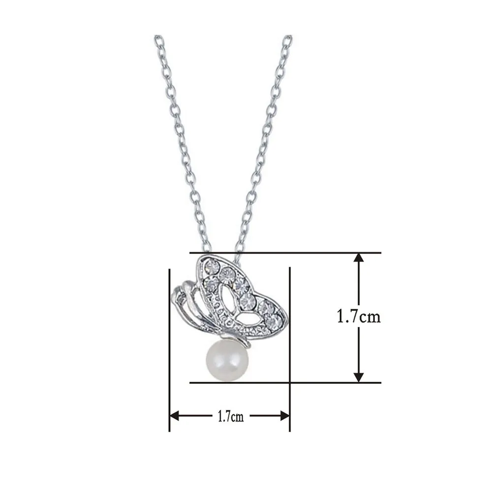 

Cute Butterfly Animal Trendy Necklace Shininess Rhinestone Pearl Necklace