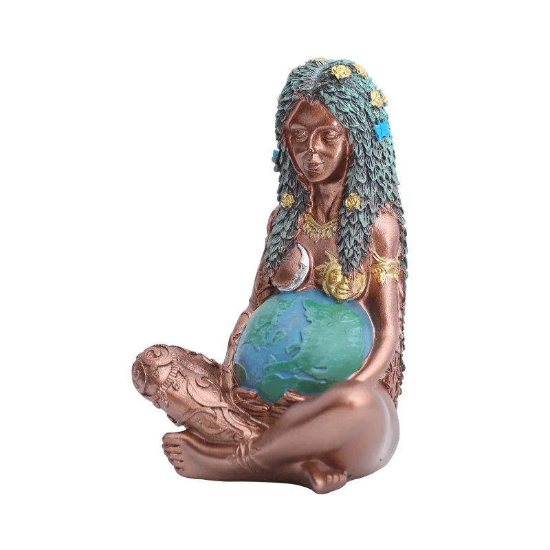 

14.5cm Mother Earth Goddess Gaia Statue Resin Figurines Garden Decoration Desktop Figure Collection Suprise For Friends Gifts