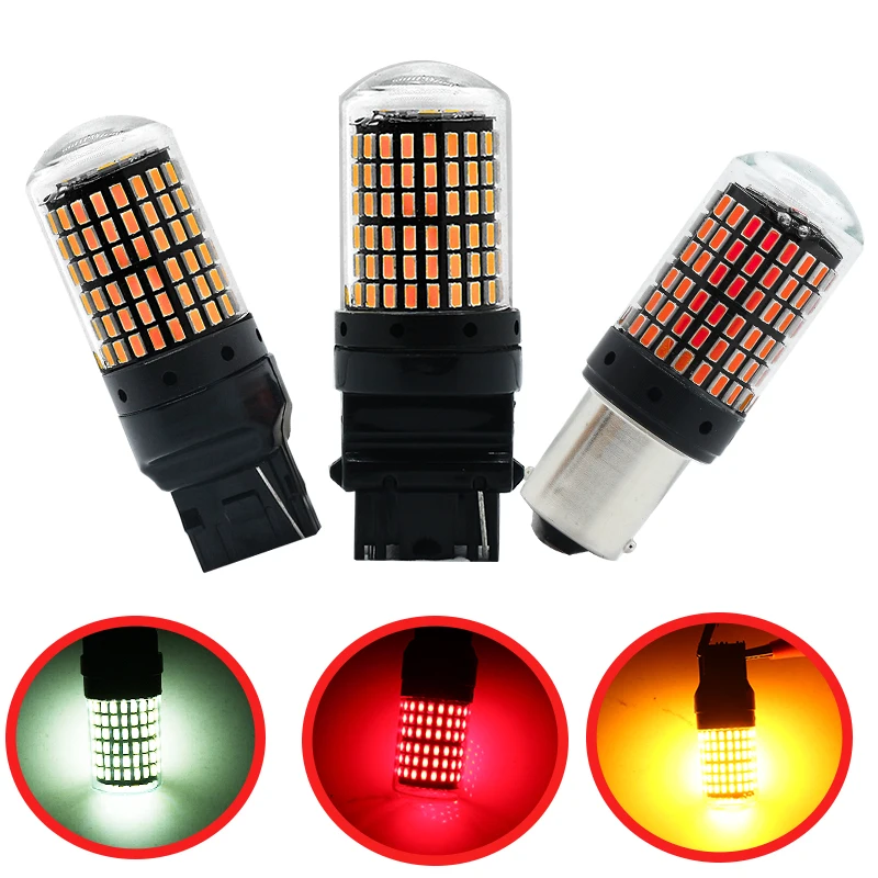 

2pcs 3014 144smd S25 1156 P21W BA15S LED BAY15D BAU15S PY21W T20 LED 7440 7443 W21W 1157 led Bulbs For Turn Signal Light
