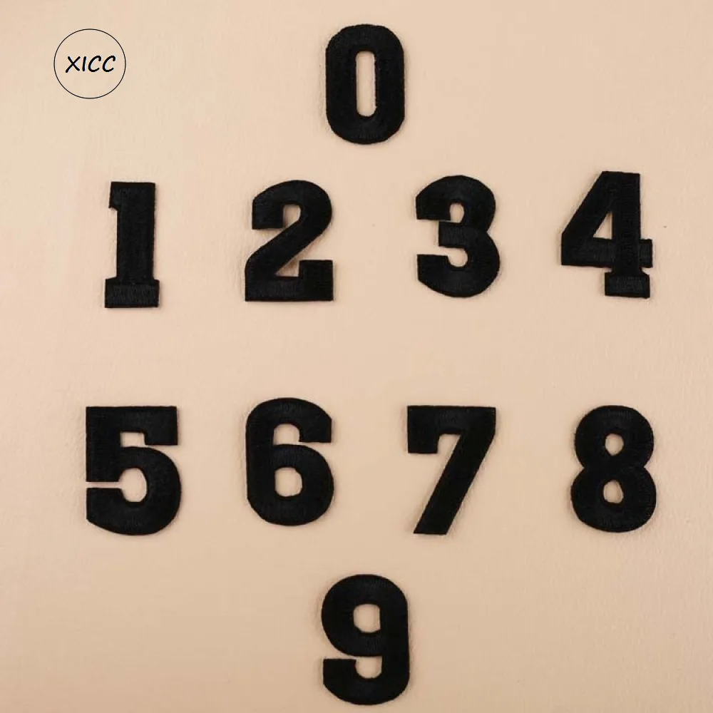 Синие вышитые цифровые нашивки XICC с помощью утюга для нанесения на футболку