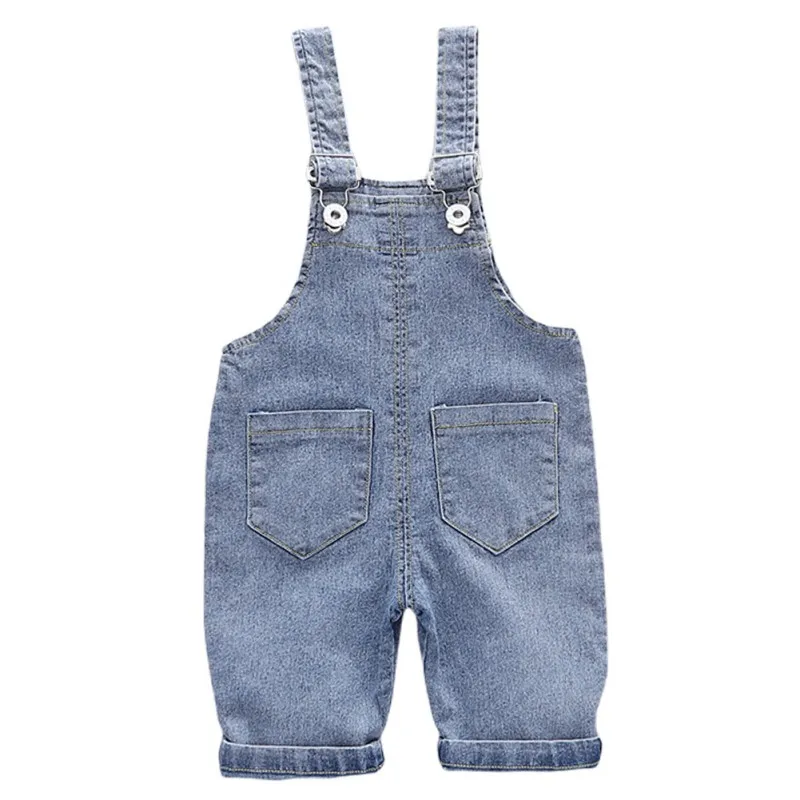 

Children's Summer baby boys cotton Denim Jumpsuits Multi Pockets Design Openable Crotch Adjustable Strap for 0-36M baby boys