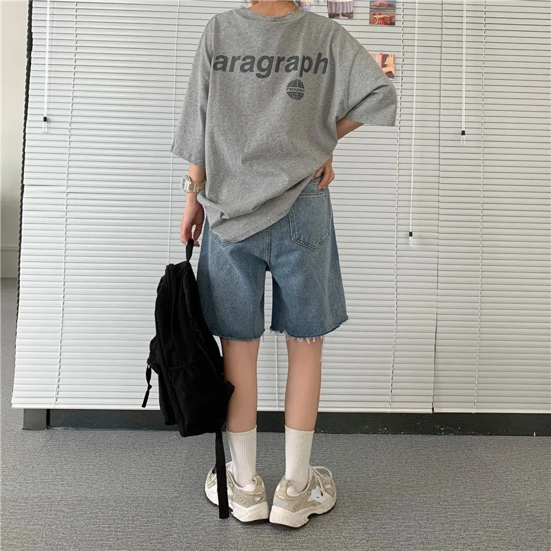 

Summer 2021 New Retro Hole Loose Denim Shorts Women's High Waist Casual Thin Medium Length Five Point Short Pants Girls