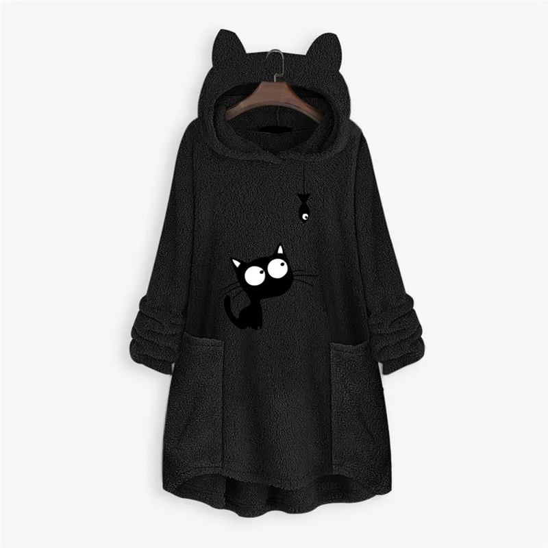 

Women's Pullover Hoodie Oversized Sweatshirt Plush Cute Korean Fashion Loose Sweet Long Coat Animal Daily Hoodies Sweatshirts