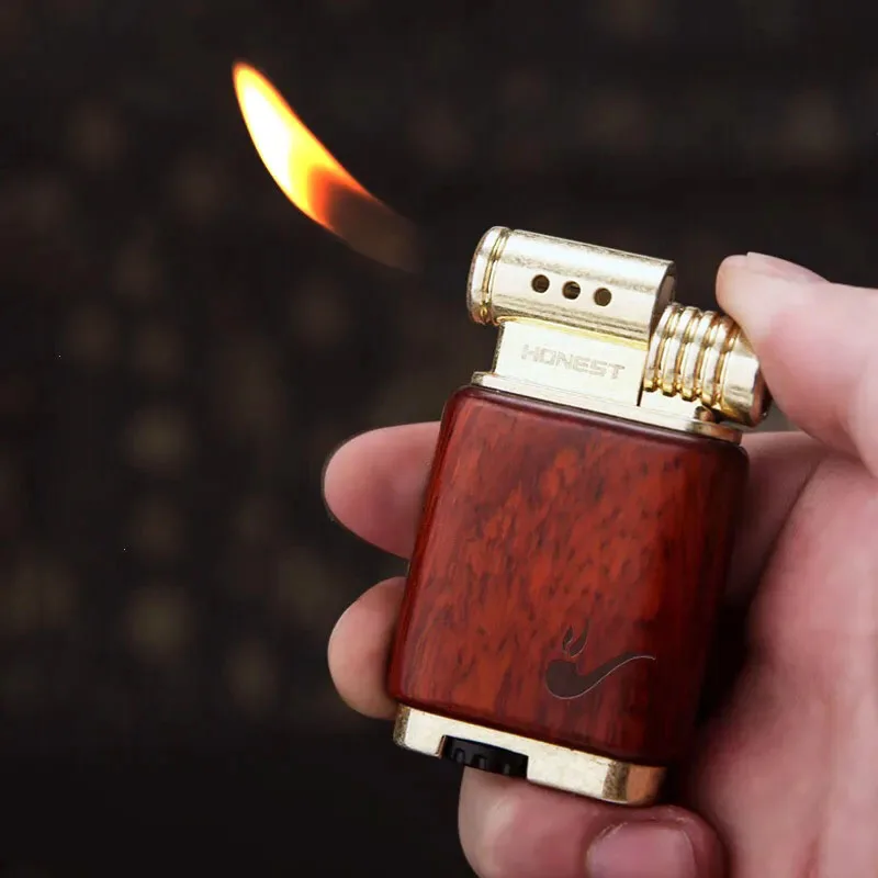 Надувная Зажигалка из сандалового дерева боковая зажигалка зажигалки для трубки