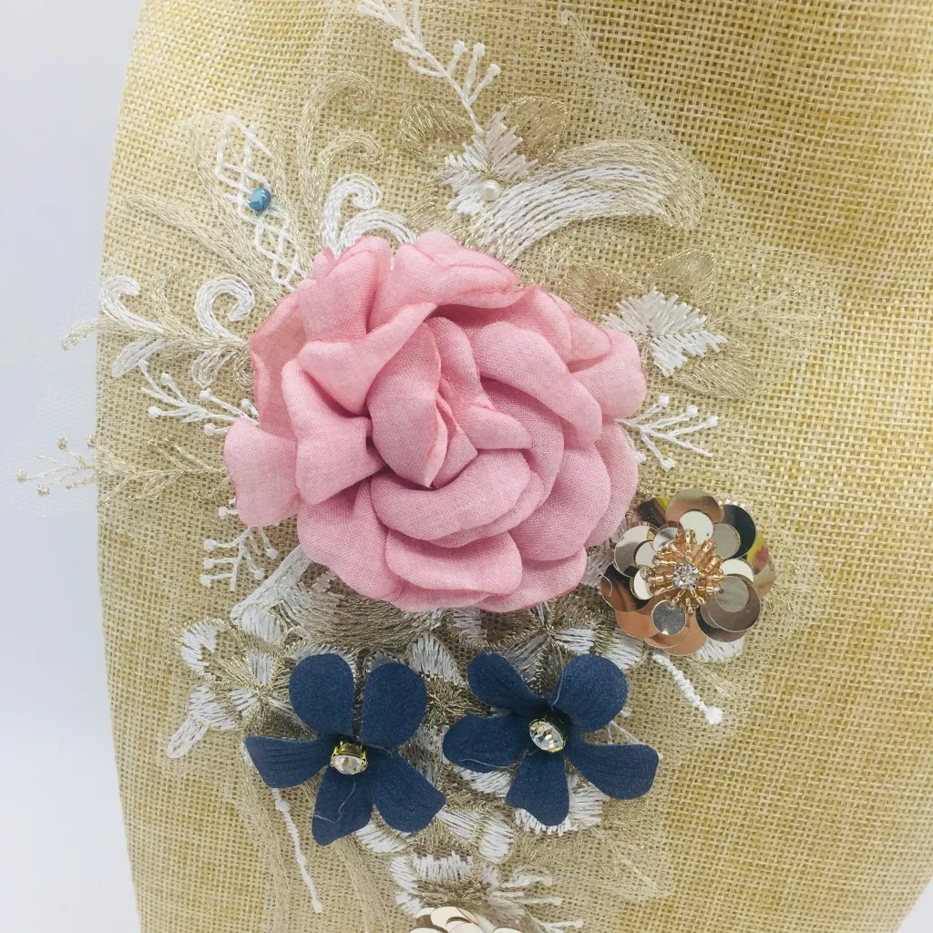 

Patches three dimensional bud silk edge color Sequin pure embroidery heavy industry three dimensional embroidery cloth paste