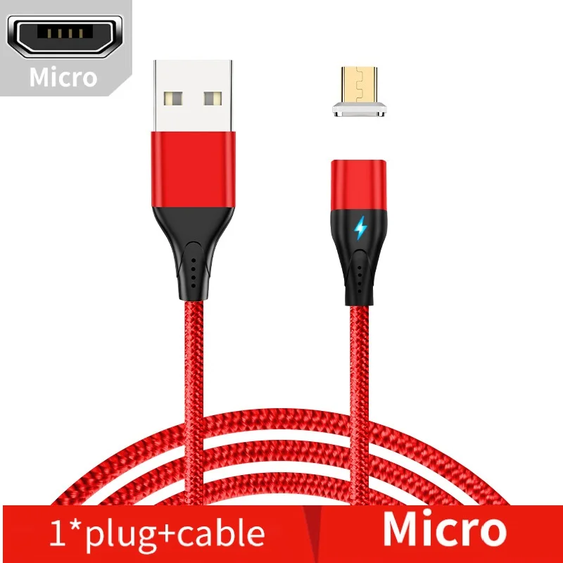 NOHON Магнитный кабель Micro usb type C Магнитный USB кабель передачи данных для быстрой зарядки для iPhone XS MAS X XR 8 7 6 6S магнит зарядное устройство для телефона - Цвет: Red for Micro