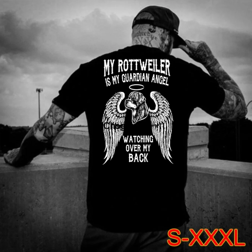 Моя Ротвейлер-это женская футболка с ангелом-хранителем следящим за спиной |