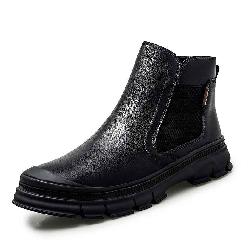 

Chelsea Boots Men Winter Shoes Mens Leather Shoe Ankle Cowboy Waterproof shose Man Motorcycle Casual Boot 2019 Men's Footwear