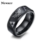 NEWBUY Модные мужские панк ювелирные изделия 8 мм широкий нержавеющая сталь черное кольцо крутое мужское кольцо Zelda anillos hombre