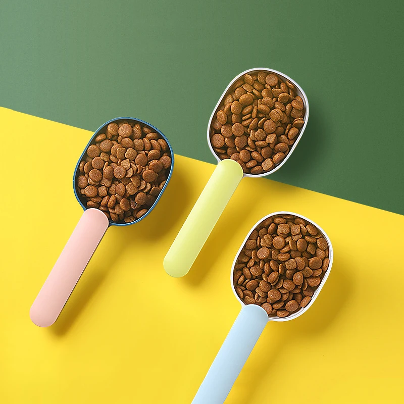 

Pet Cat Dog Food Shovel Mutli-Function Feeding Scoop Spoon With Creative Measuring Cup Supplies Food Containers Accessories