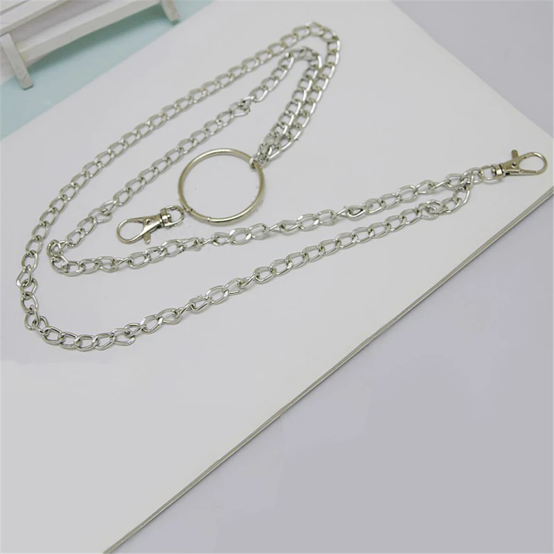 Брюки с металлической цепью штаны цепочкой кошелек ремень рок панк джинсы брелок