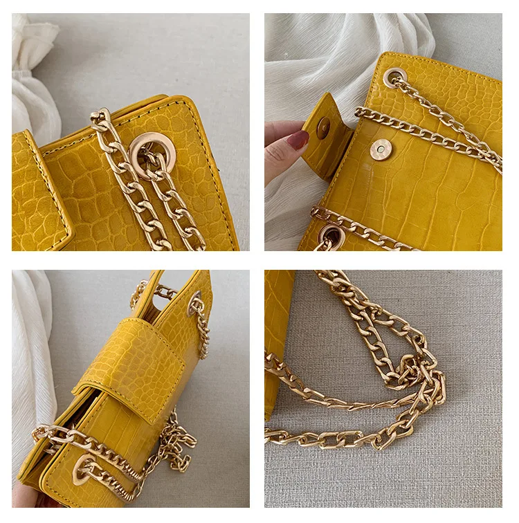 Женская Новинка 2019 Корейская текстура сумка-мессенджер с каменной цепочкой