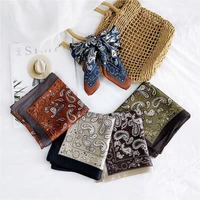 7070cm new foulard womens silk scarf fashion printed bandana lady neckerchife square scarves soft bags shawl
