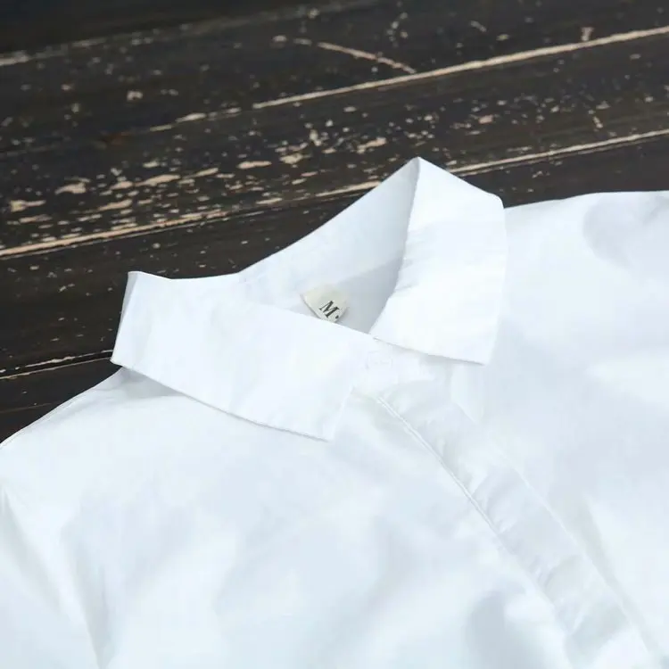 

Feiyilian Medium length shirt women's small fresh long sleeve art style feather embroidery white shirt bottoming shirt