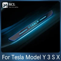 led rechargeable acrylic pedal lamp pathway door sill pmma light automobile decorative lamp for tesla model y s x 3 2016 to 2021