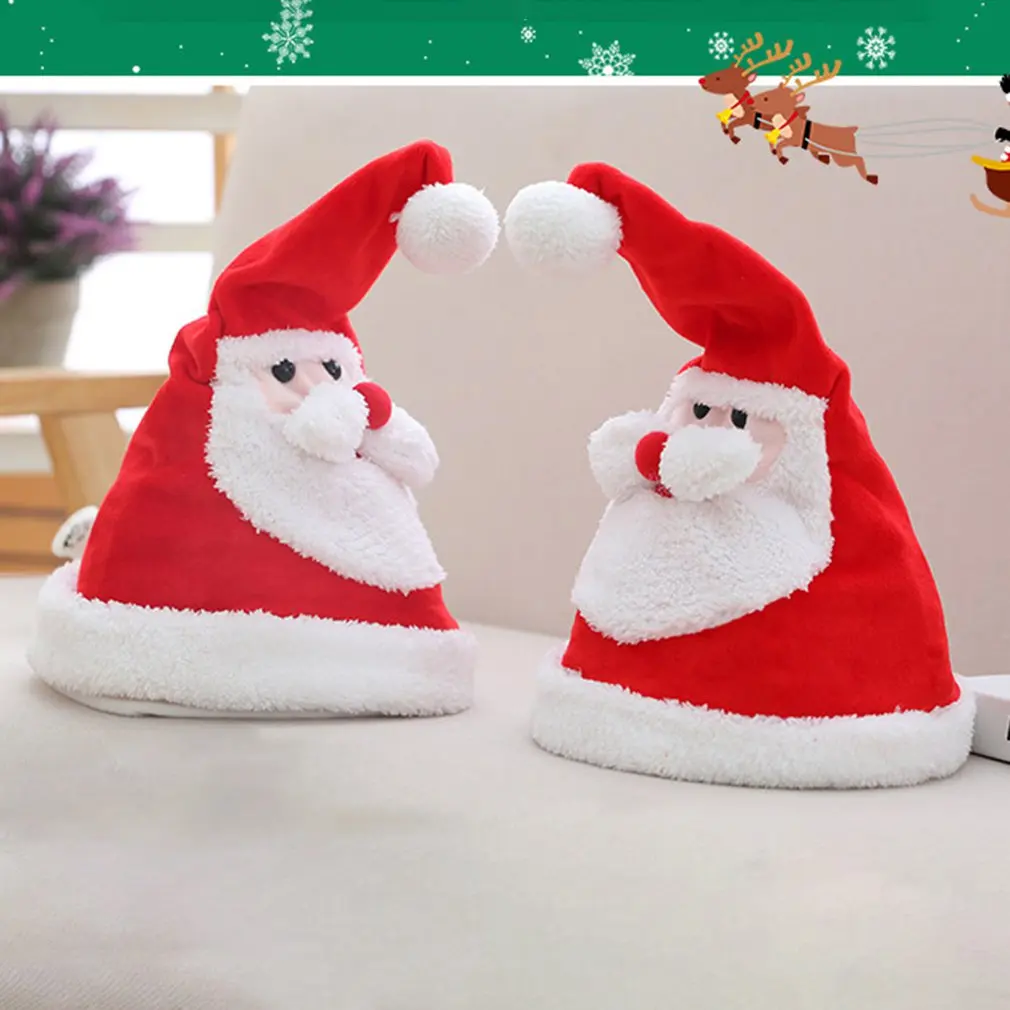 

Christmas Decoration Creative Plush Toy Electric Santa Claus Hat With Music Glowing Hat Christmas Gift