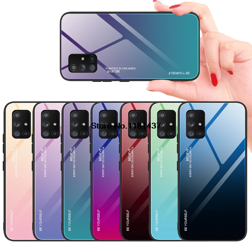 Роскошный градиентный стеклянный чехол для Samsung Galaxy A21s A41 A51 A71 A31 A11 A10s A20s A30s M30s A81 A91