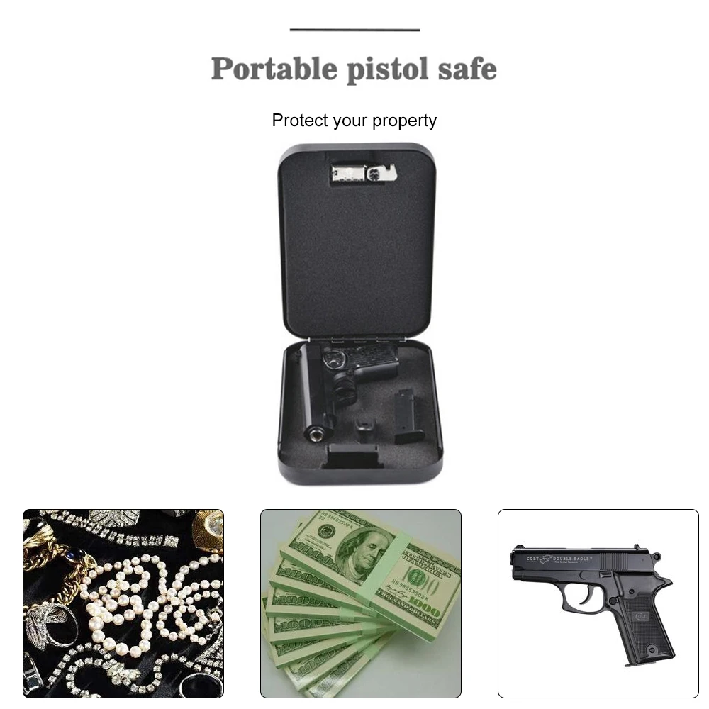 

Dialing Wheel Password Safes Portable Car Safebox Handgun Safes Valuables Money Jewelry Storage Box Security Pistol Strongbox