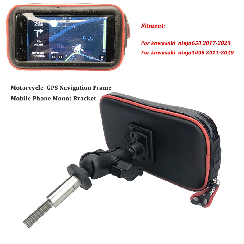 

Waterproof Bracket fits For kawasaki ninja650 2017 18 19 2020/ ninja1000 2011-2020 Motorcycle Accessories GPS Navigation Bracket