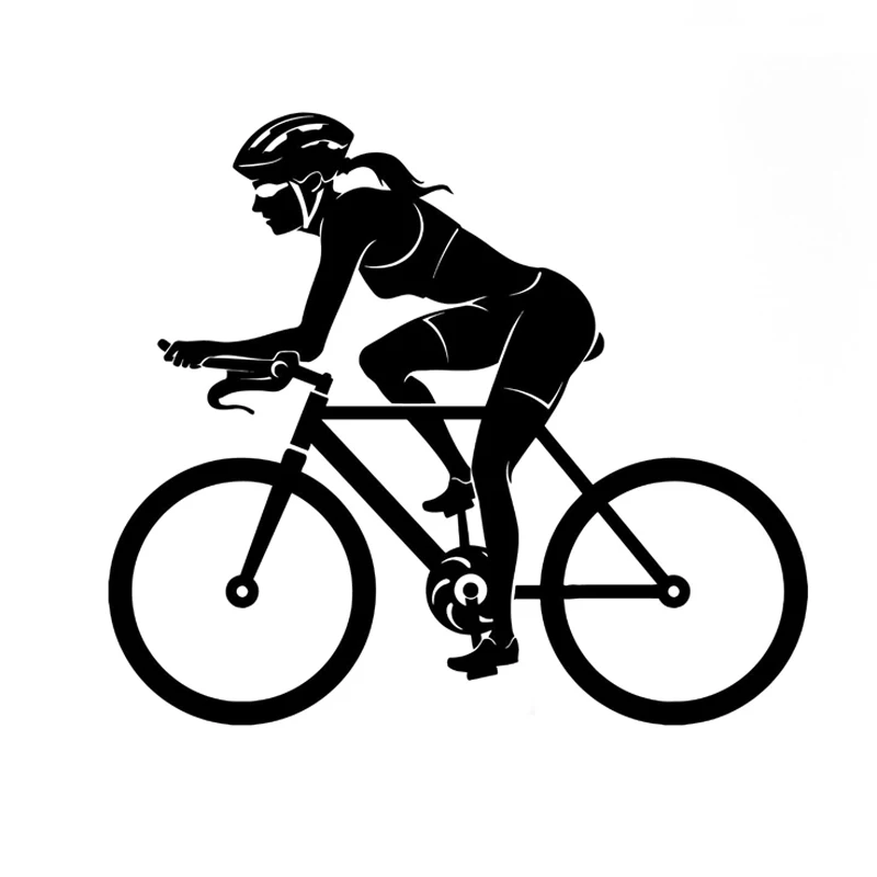 

Creativity Sport Bike Woman Cyclist KK Vinyl Waterproof Sunscreen Decal Car Sticker Cover Scratches Car Accessories 15cm*14cm