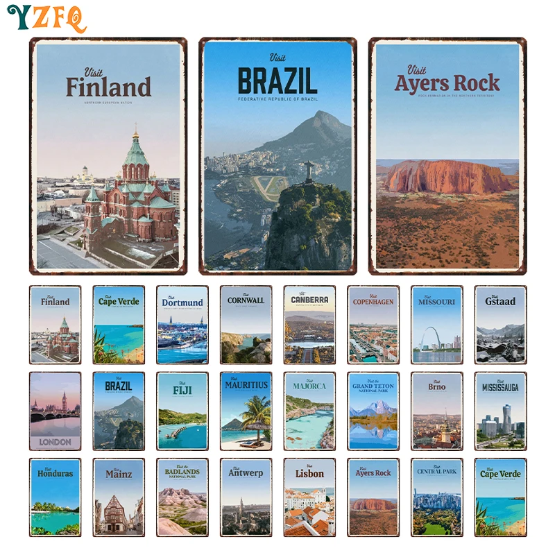 Винтажные городские постеры для путешествий, Фиджи, Лондон, Ретро стиль, бар, кафе, гостиная, украшение для гаража, оптовая продажа Винтажные городские постеры для путешествий, Фиджи, Лондон, Ретро стиль, бар, кафе, гостиная, украшение для гаража, оптовая продажа