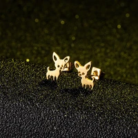 wangaiyao new creative cute puppy dog earrings female stainless steel animal dog ear jewelry girl