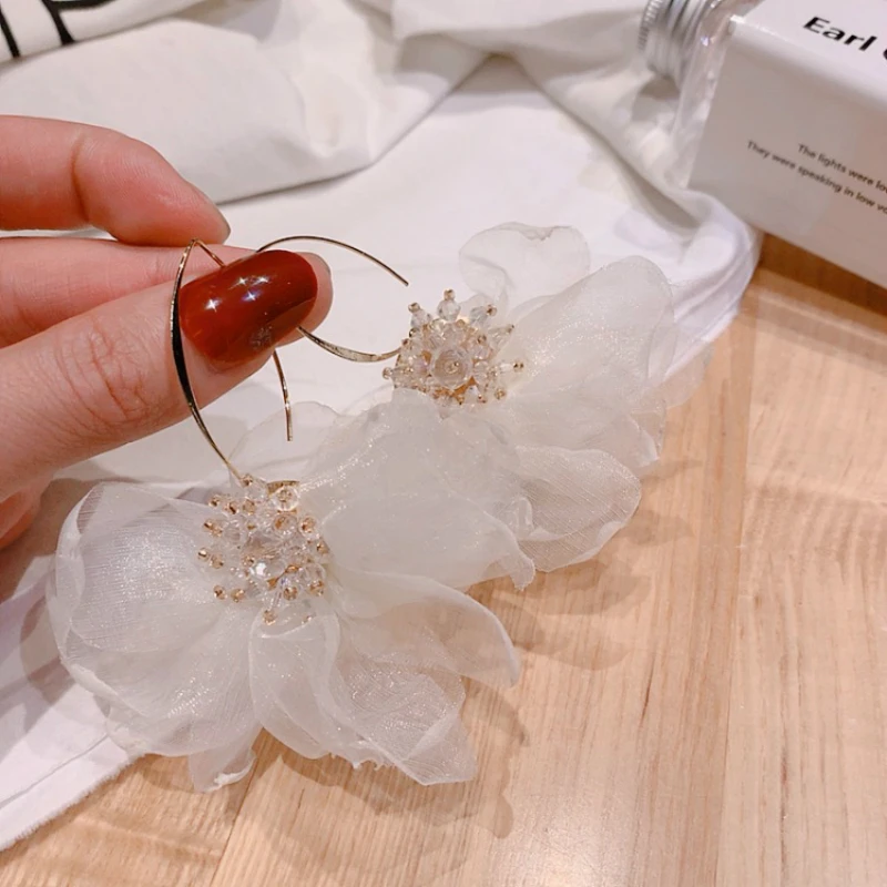 Женские массивные серьги подвески с крупными цветами|Серьги-подвески| |