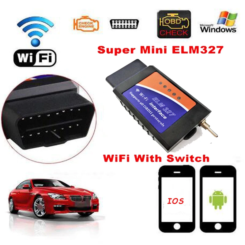 Сброс ELM327 WI FI переключатель V1.5 для IOS Android Bluetooth OBD2/OBDII ELM 327 CAN BUS диагностический
