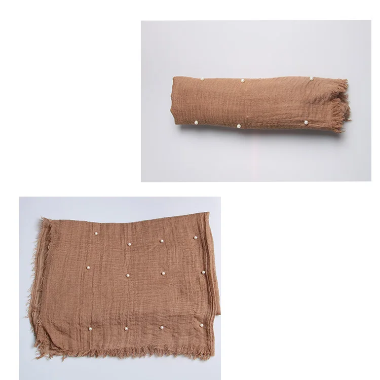 Для женщин однотонный шарф Хиджаб Женский пузырь хлопок прибивать гвоздями